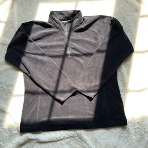 02 L.L. Bean Quarter Zip Black Fleece Large Pullover Sweater